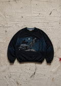 1990s Midnight Wolf All-Over Print Henley Sweatshirt