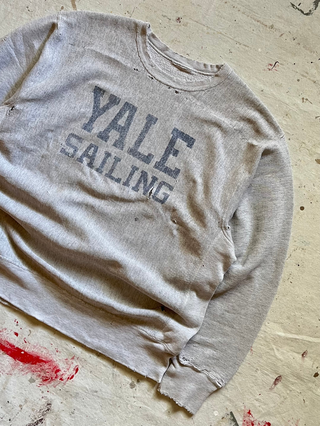 1980s YALE Sailing Reverse Weave Thrashed Distressed Sweatshirt - XL