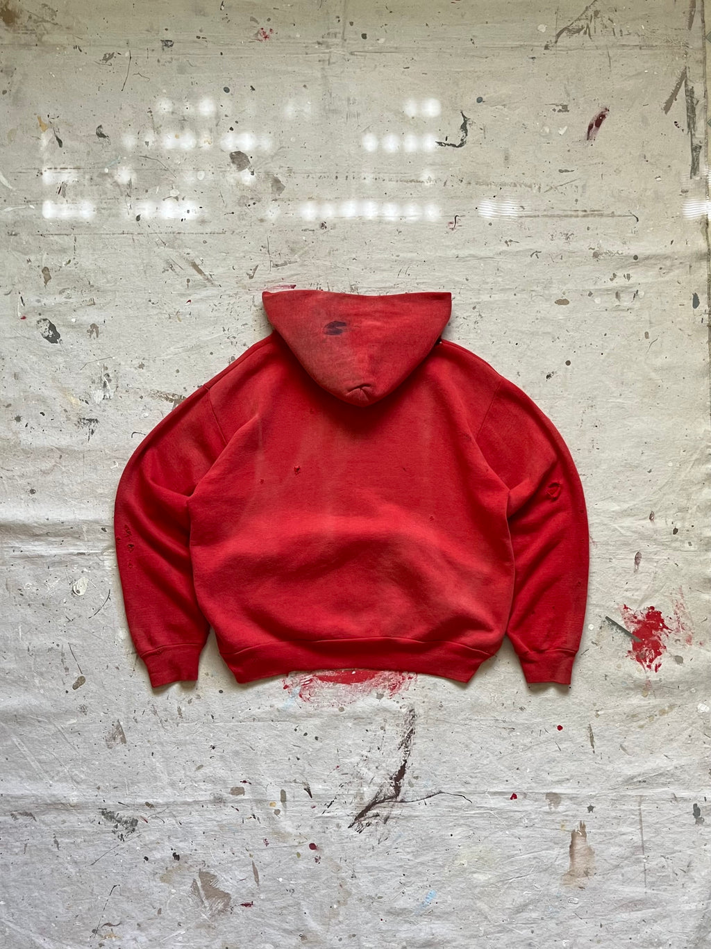 1960s Faded Distressed Red Hoodie - M