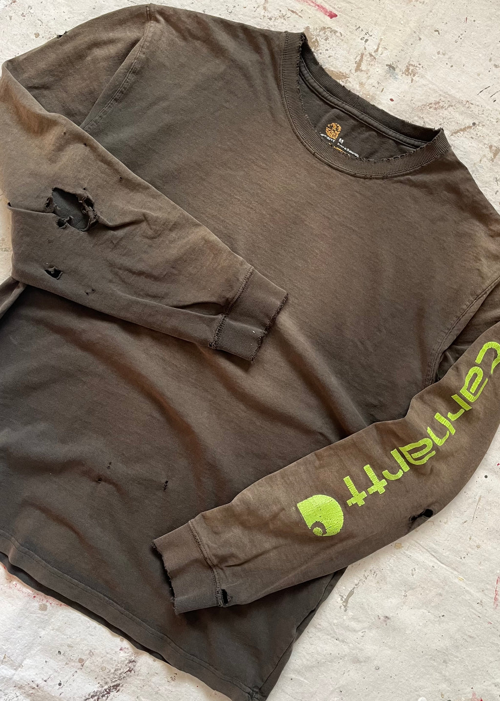 2000s Carhartt Distressed Logo Long Sleeve - M