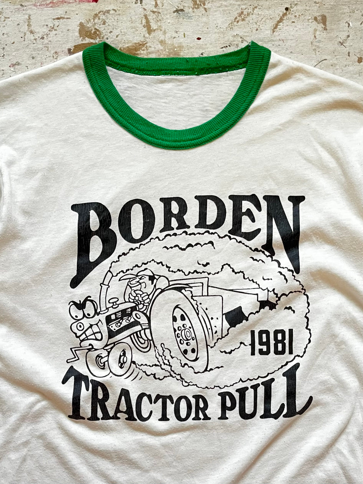 1980s Borden Tractor Pull Ringer Tee - S