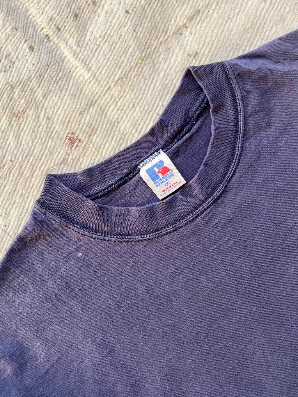 2000s Russell Faded Distressed Blank T Shirt - XL