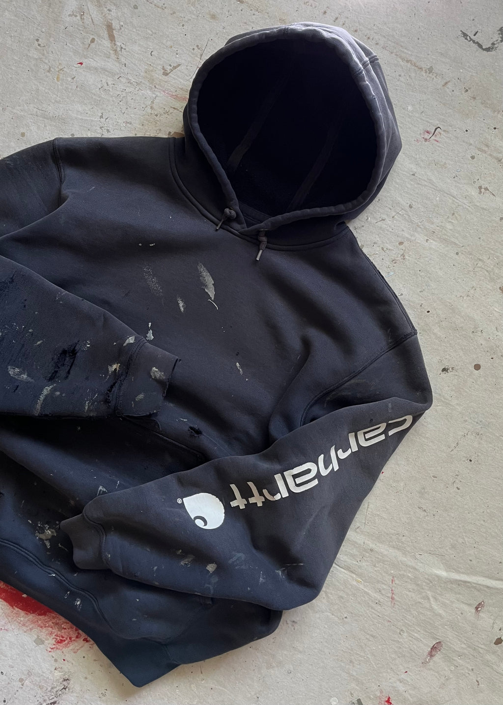 2000s Carhartt Painted/Distressed Hoodie - L