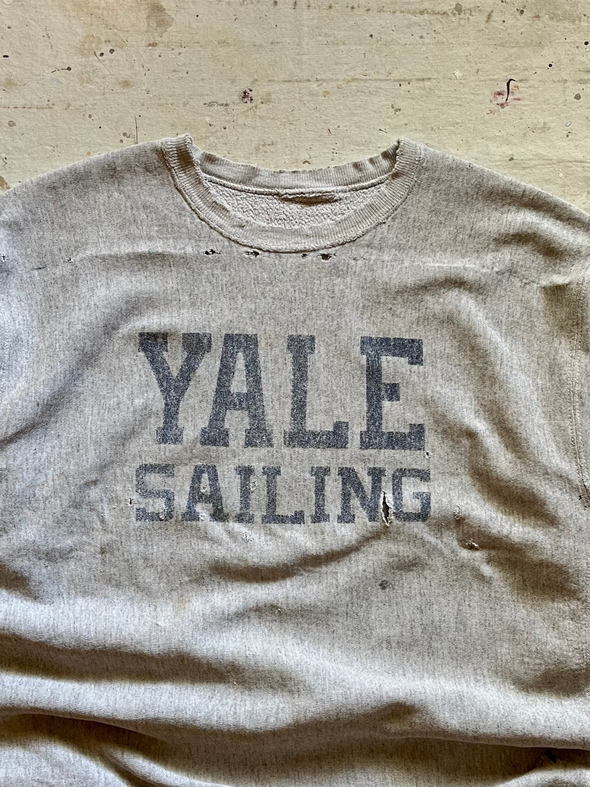 1980s YALE Sailing Reverse Weave Thrashed Distressed Sweatshirt - XL