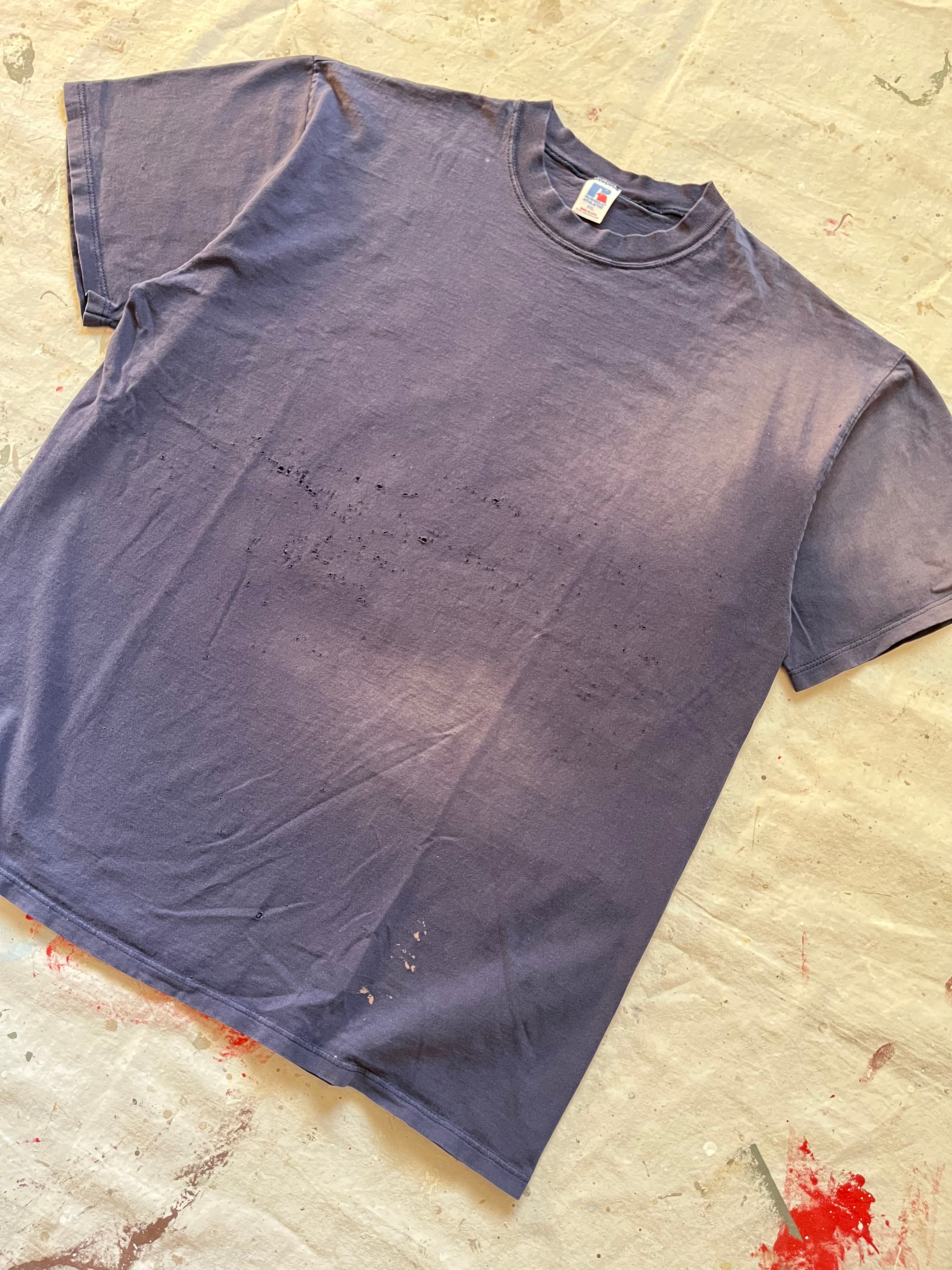 2000s Russell Faded Distressed Blank T Shirt - XL
