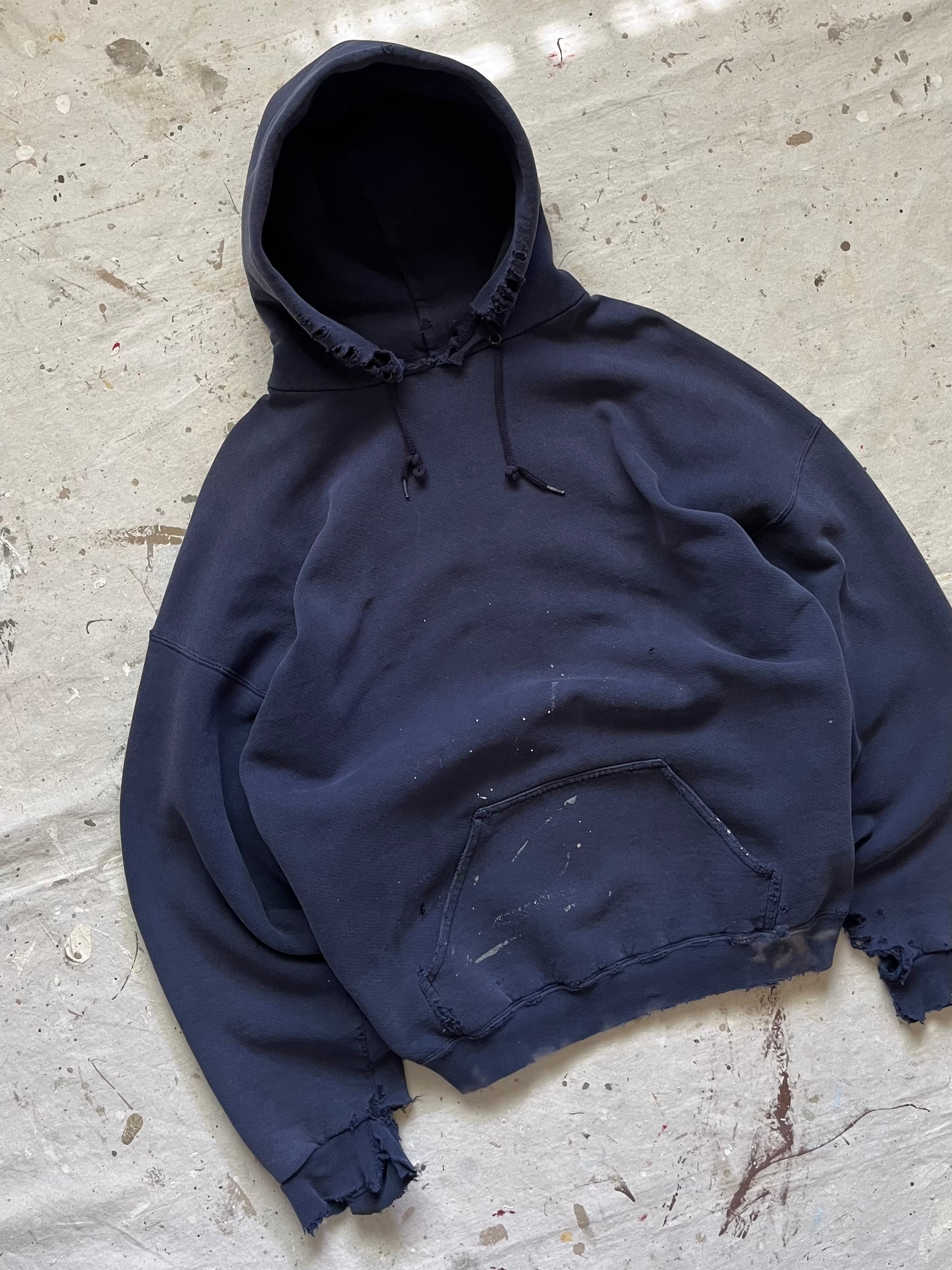 1990s Club Sweats Thrashed Distressed Hoodie - XL