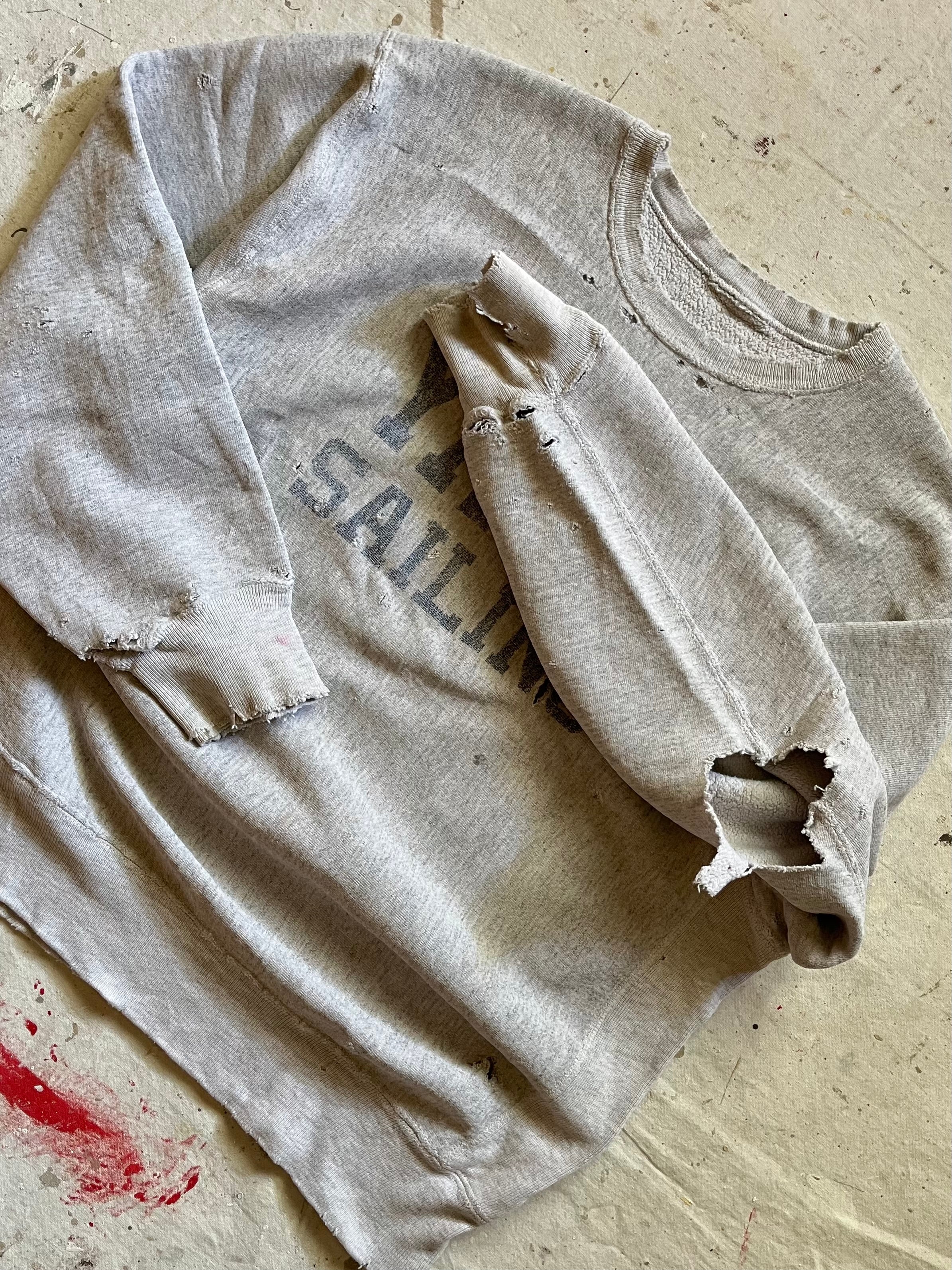1980s YALE Sailing Reverse Weave Thrashed Distressed Sweatshirt - XL