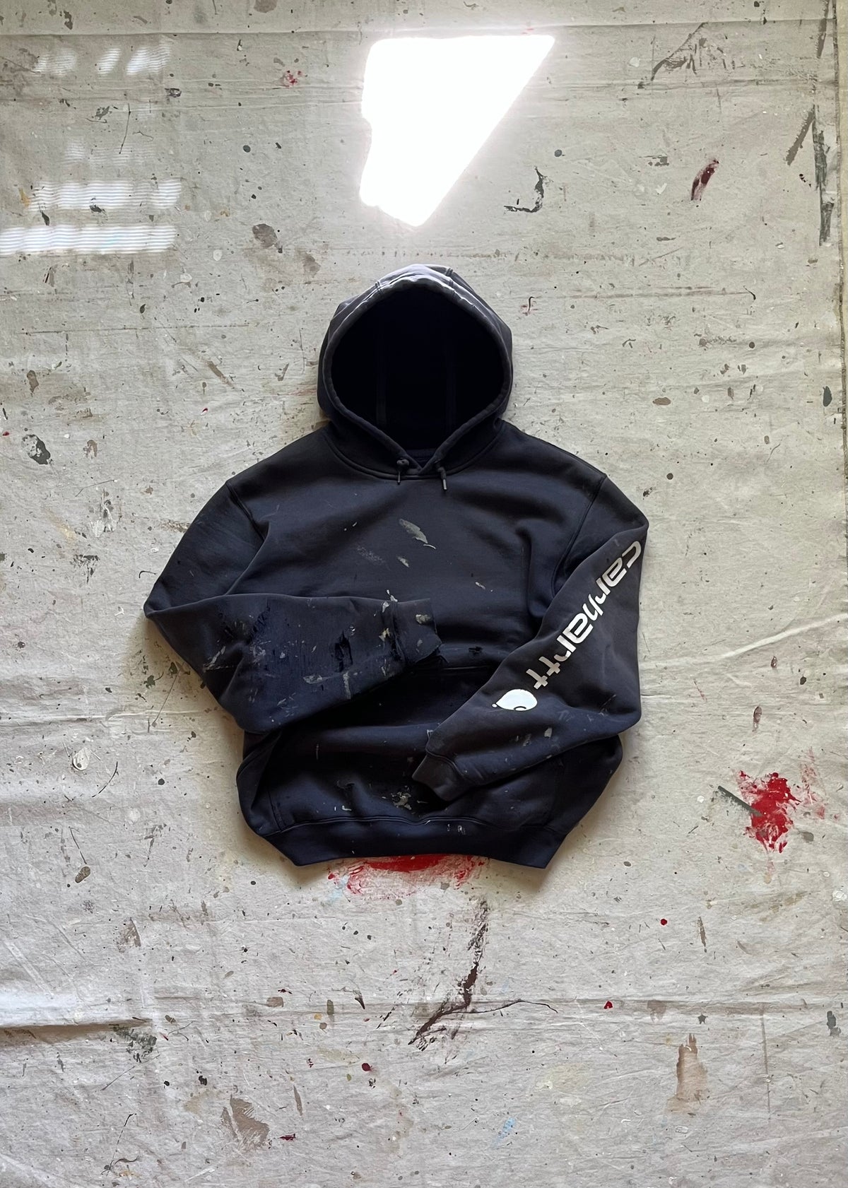 2000s Carhartt Painted/Distressed Hoodie - L