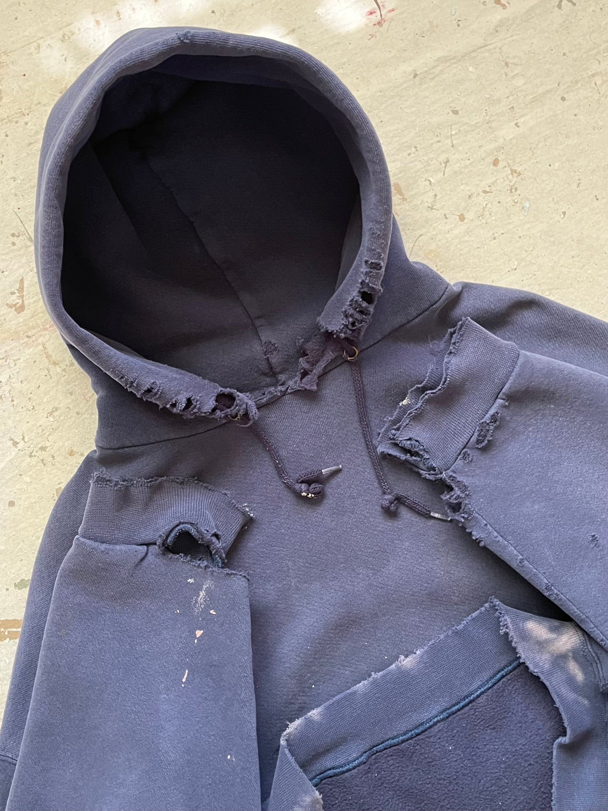 1990s Club Sweats Thrashed Distressed Hoodie - XL