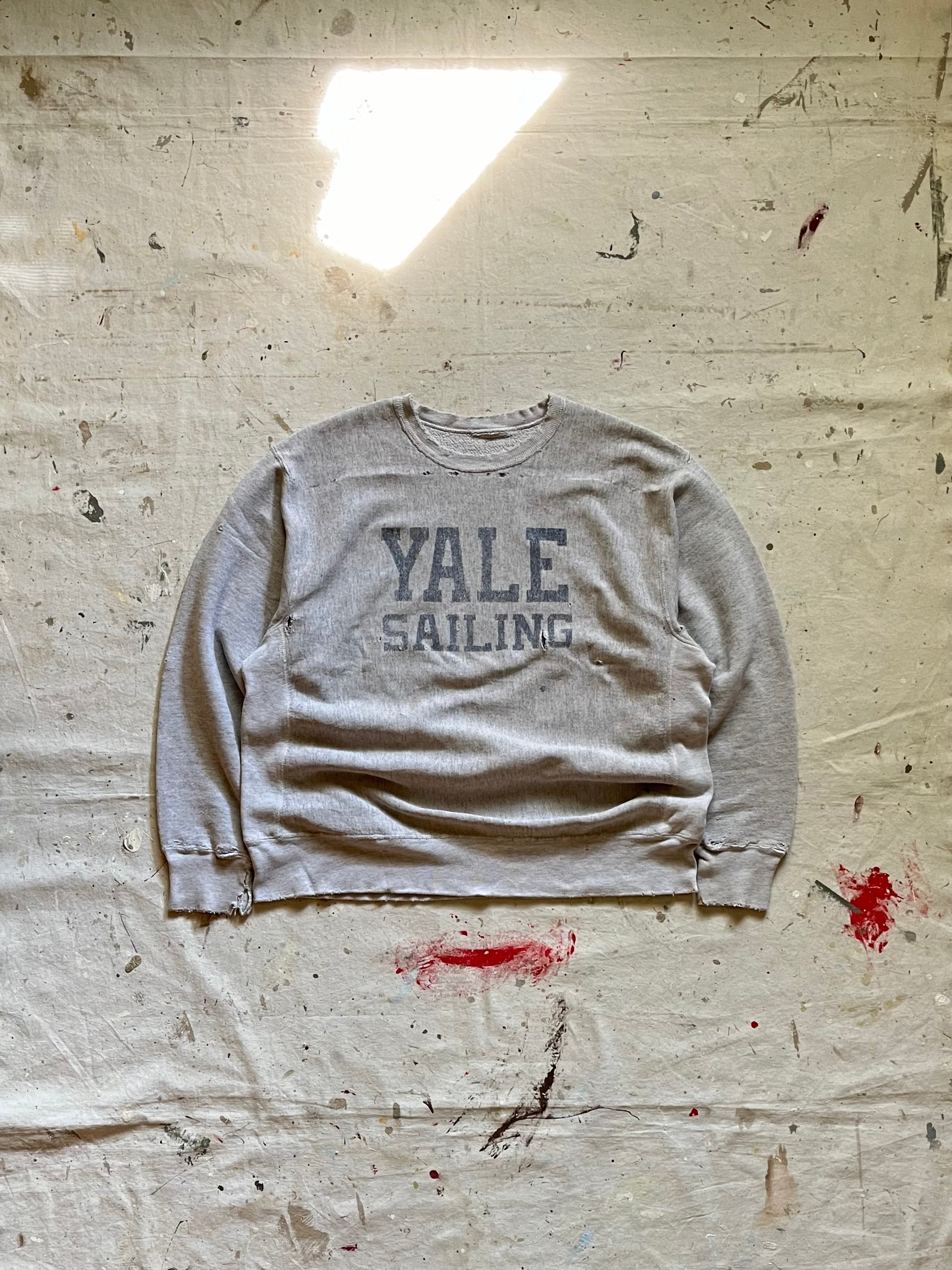 1980s YALE Sailing Reverse Weave Thrashed Distressed Sweatshirt - XL