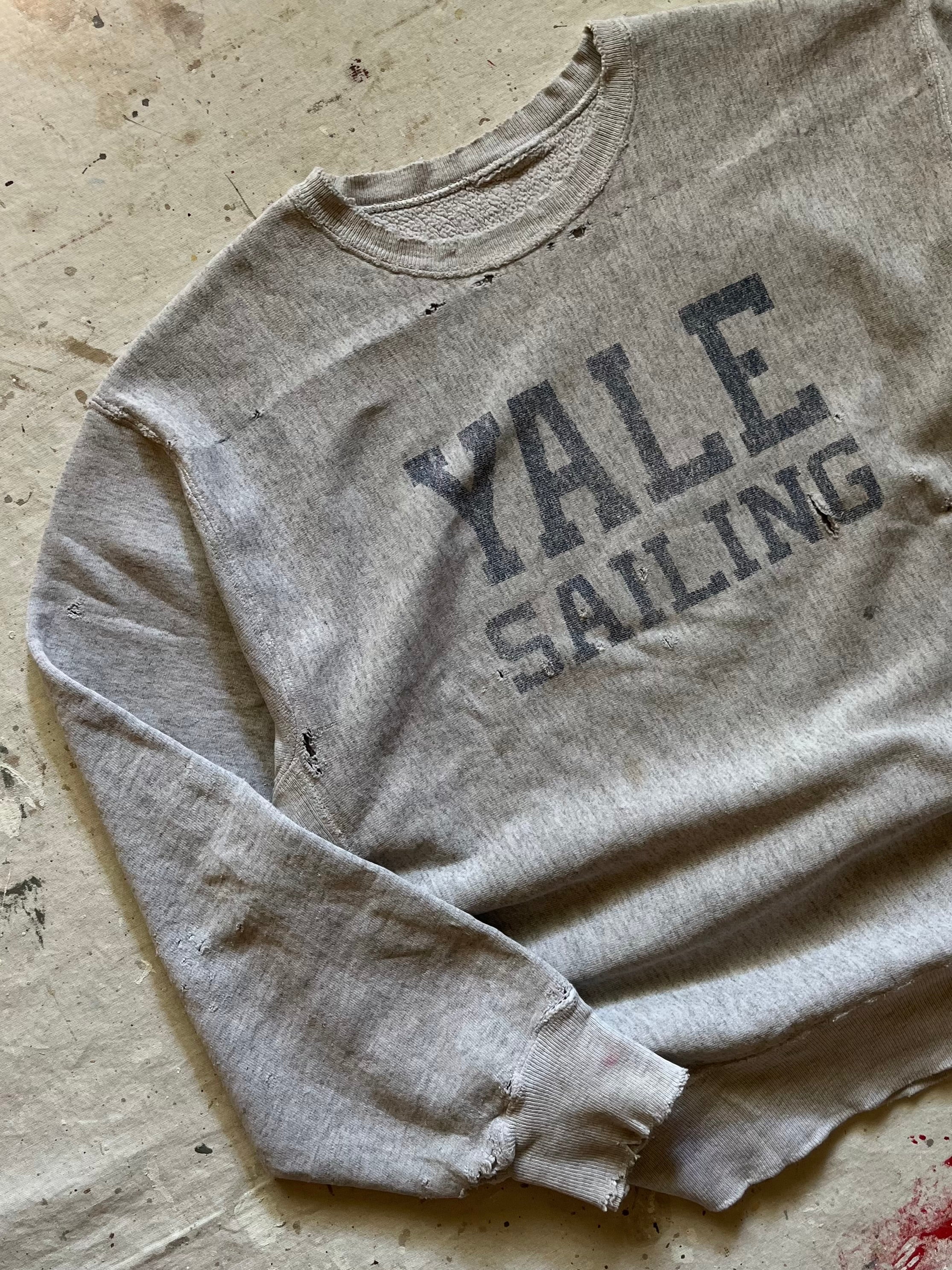 1980s YALE Sailing Reverse Weave Thrashed Distressed Sweatshirt - XL