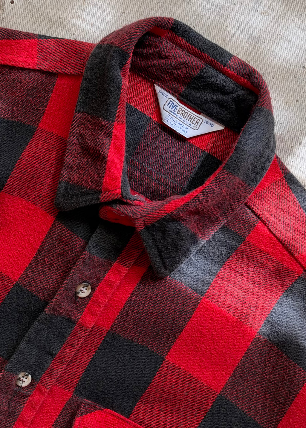 1990s Five Brother Made in USA Buffalo Plaid Flannel - XXL
