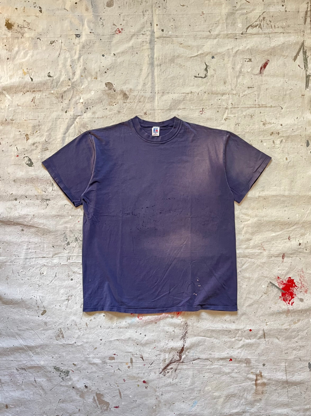 2000s Russell Faded Distressed Blank T Shirt - XL