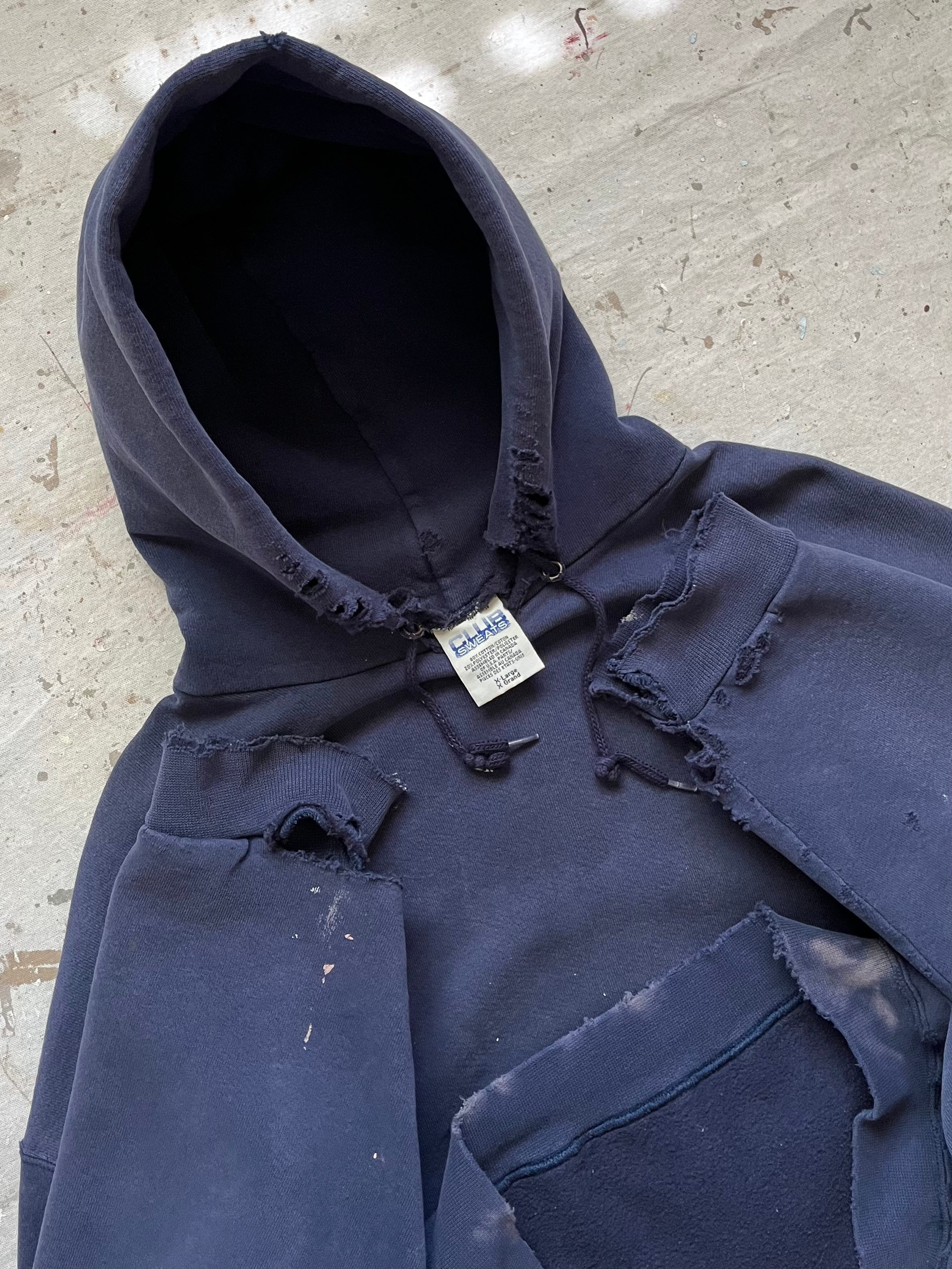 1990s Club Sweats Thrashed Distressed Hoodie - XL