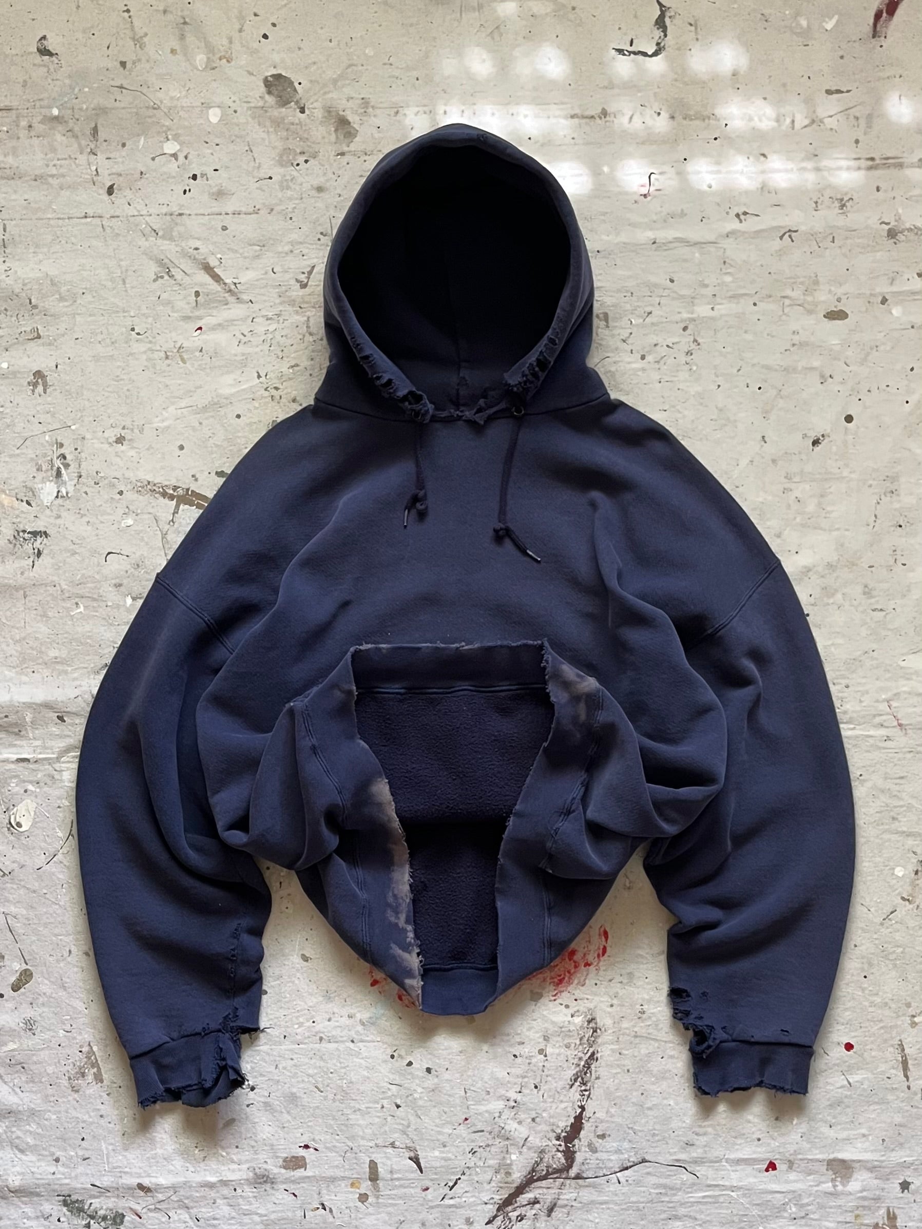 1990s Club Sweats Thrashed Distressed Hoodie - XL