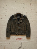 1990s Worn Patina Leather Biker Jacket - 42