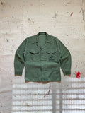 1960s Vietnam War USMC OG-107 Cotton Sateen Utility Shirt - EGA Stencil - L