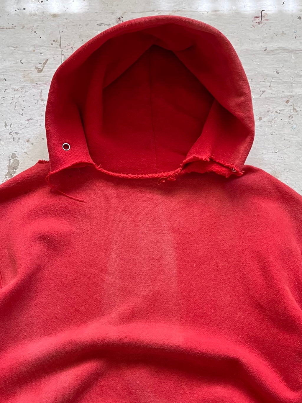 1960s Faded Distressed Red Hoodie - M