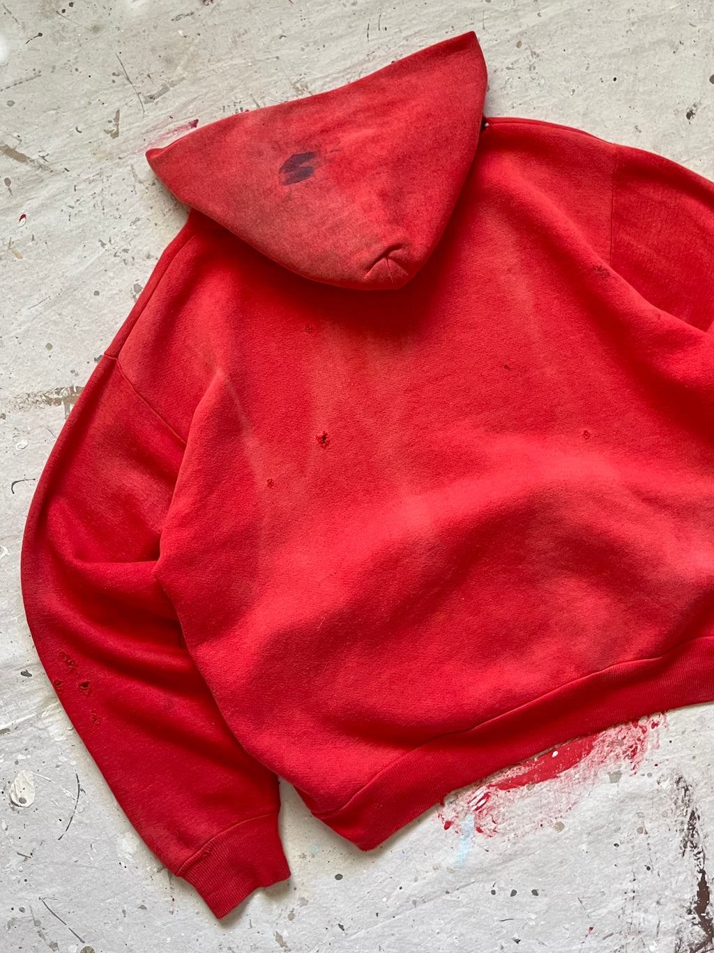 1960s Faded Distressed Red Hoodie - M
