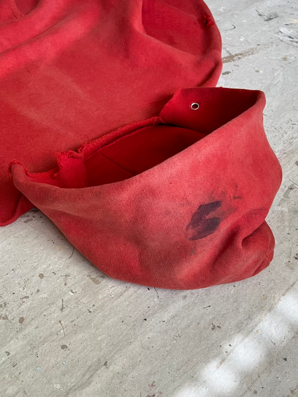 1960s Faded Distressed Red Hoodie - M