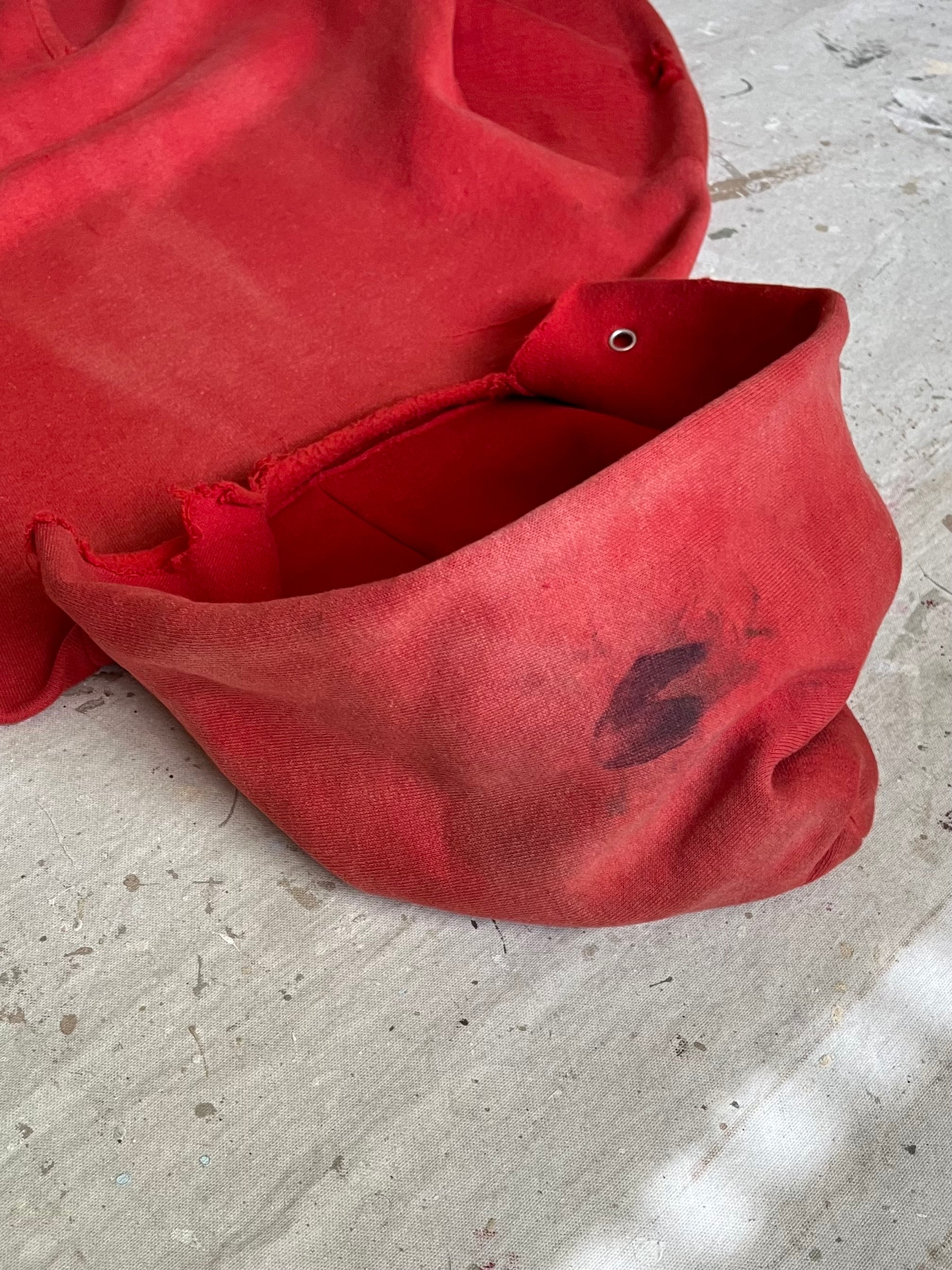 1960s Faded Distressed Red Hoodie - M