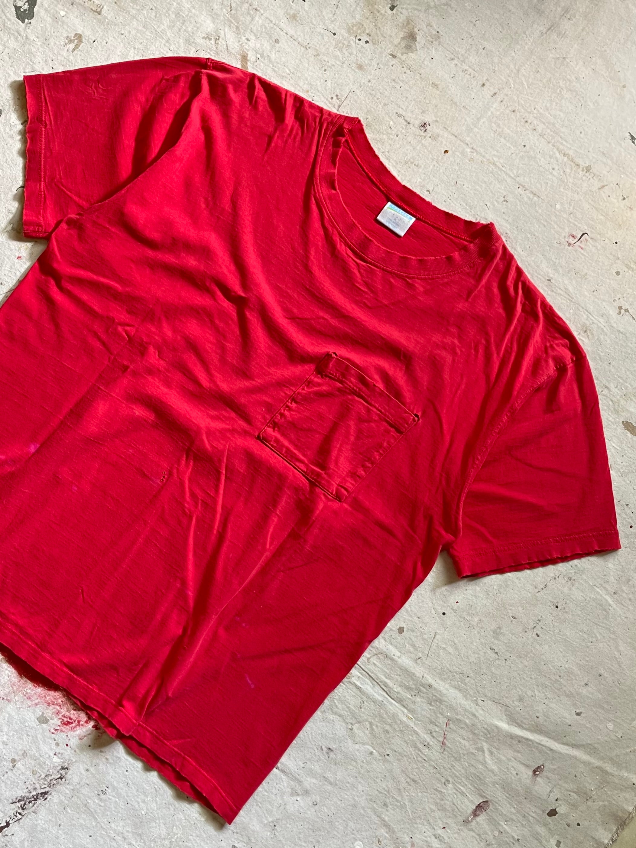 2000s Blank Faded Distressed Pocket T Shirt - XL