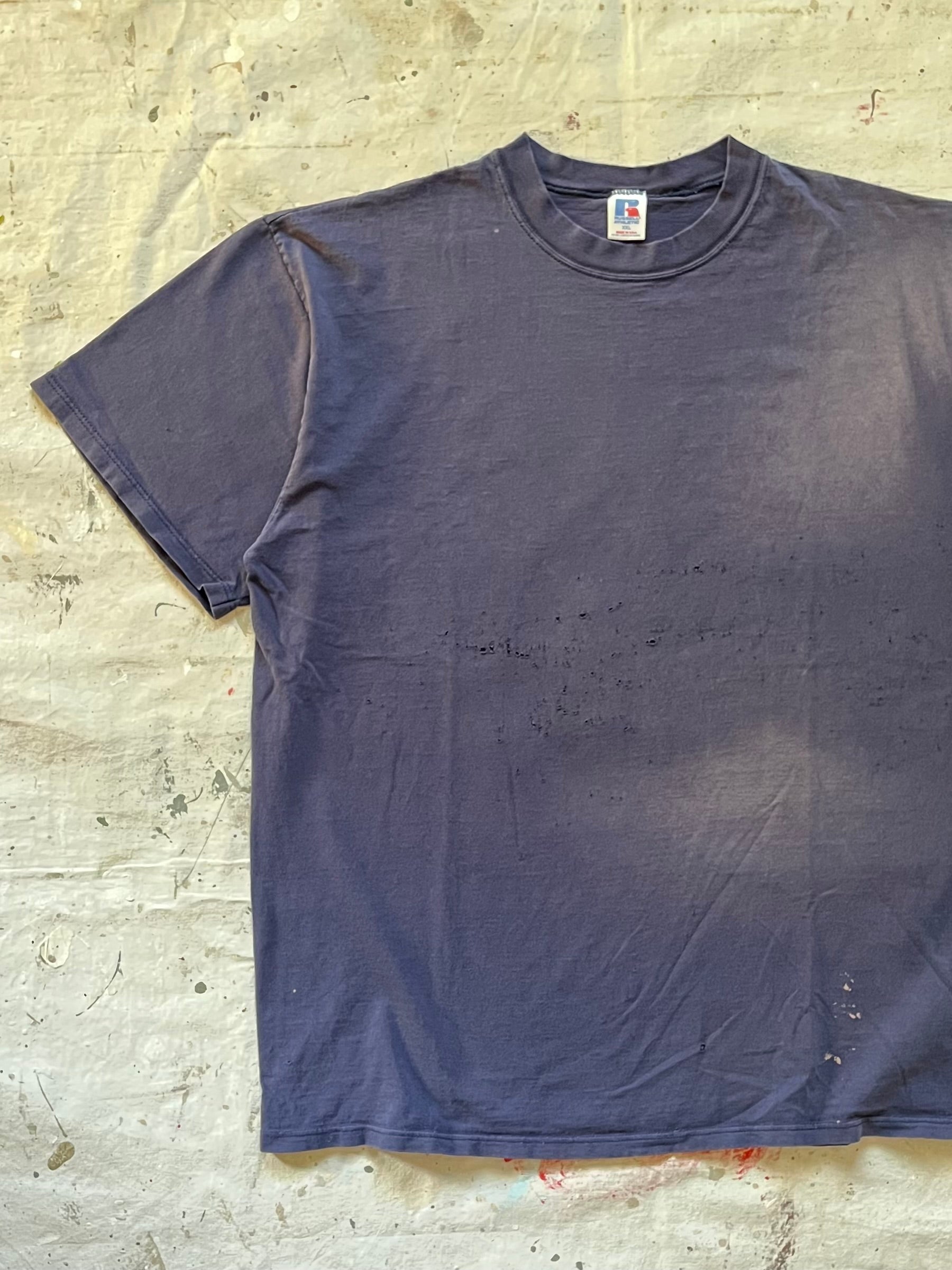 2000s Russell Faded Distressed Blank T Shirt - XL