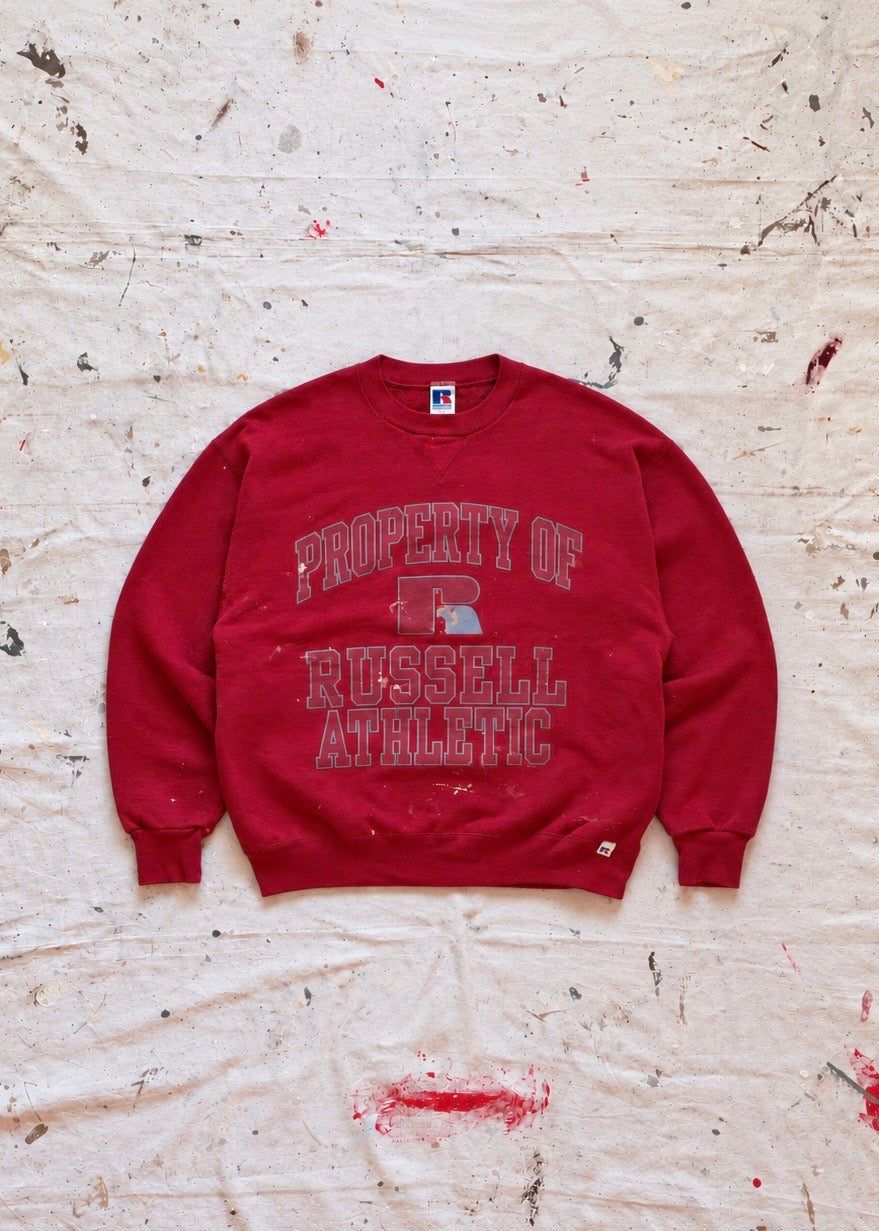 1990s Russell Athletic ‘Property Of’ Paint-Splatter Crewneck Sweatshirt - L